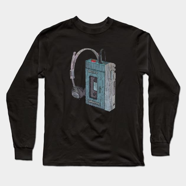 Vintage Walkman Long Sleeve T-Shirt by Kaybi76